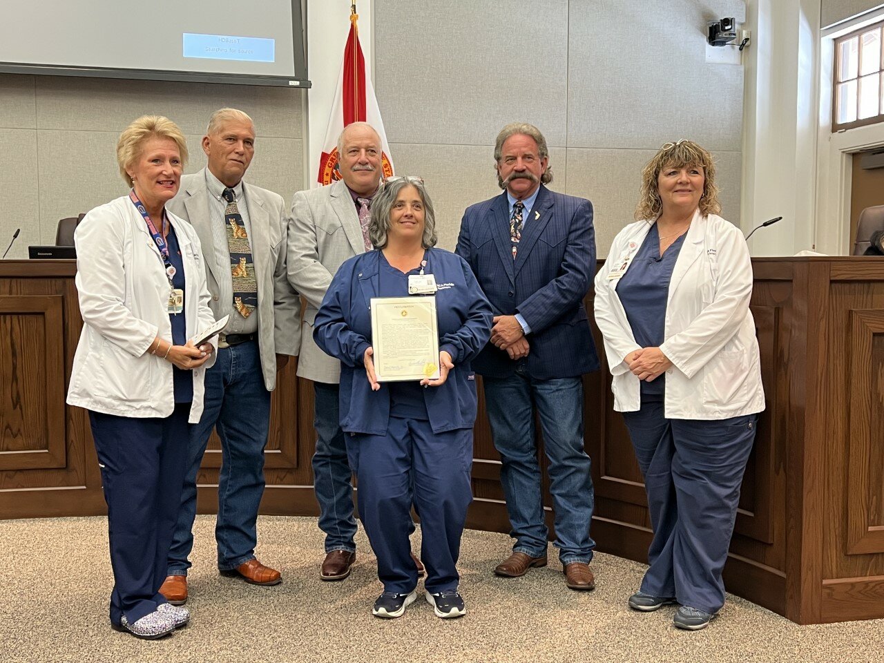 OKEECHOBEE -- Raulerson Hospital staffers were at the May 11 meeting of the Okeechobee County Commission to accept the proclamation for Stroke Prevention Awareness.